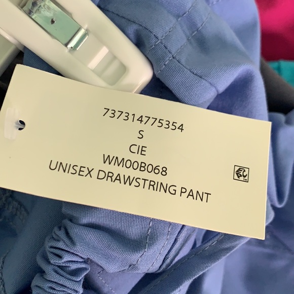 Unisex Drawstring Scrub Pants Light Blue - Picture 4 of 5